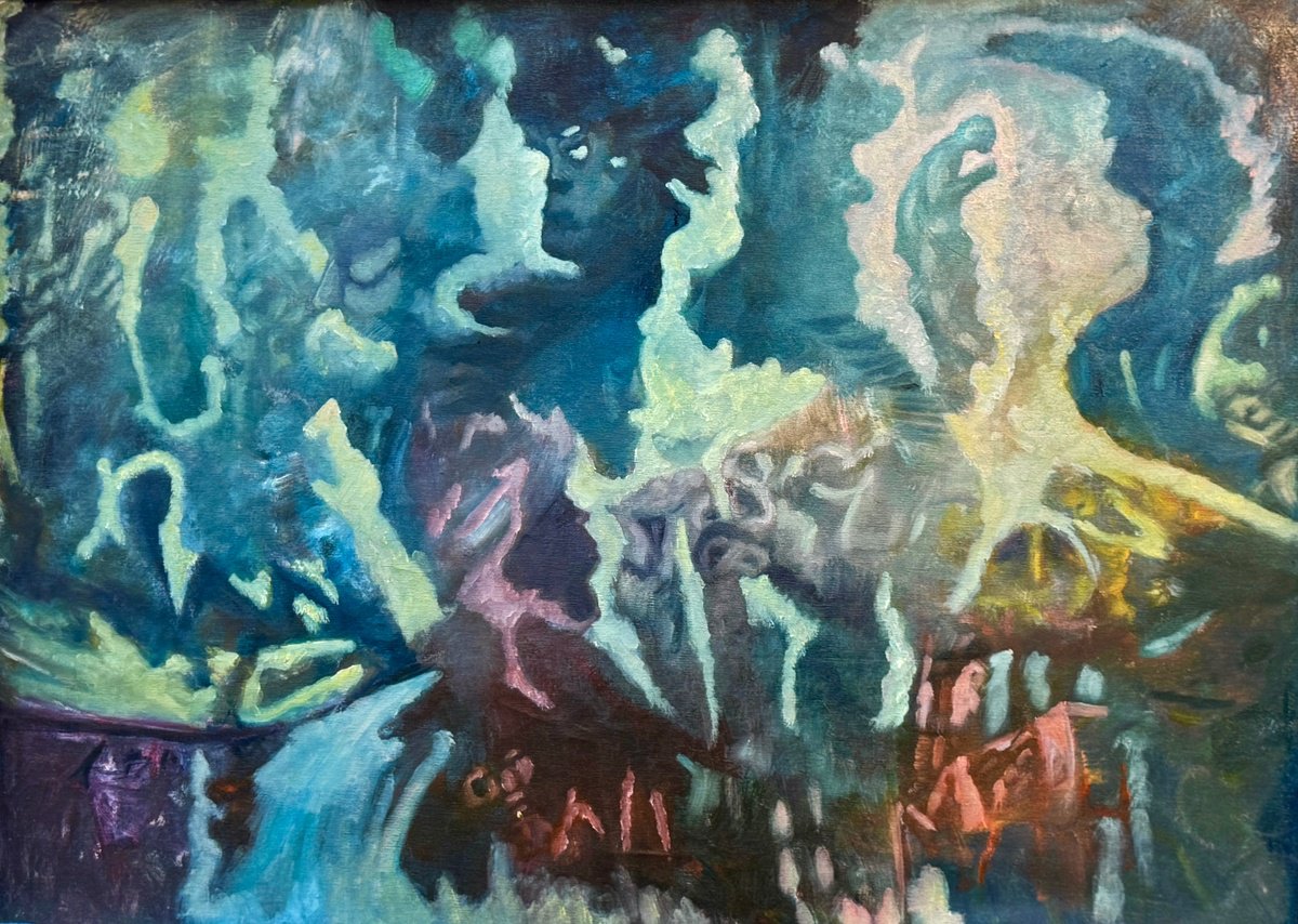 Expressive Portrait Oil Painting By Ryan Louder, 33 X 25", Multiverse, Original Artwork