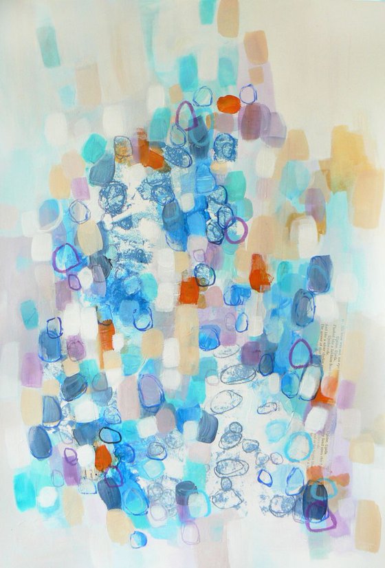 Pebbles (blues and purples in a subtle abstract painting)