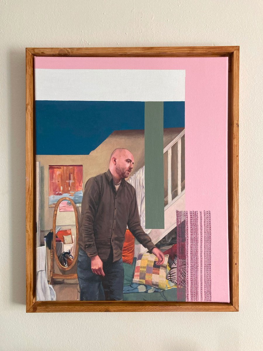 Urban And Pop Portrait Oil Painting By J R Root, 22 X 18, No. 168 - Self-Portrait, Original Artwork