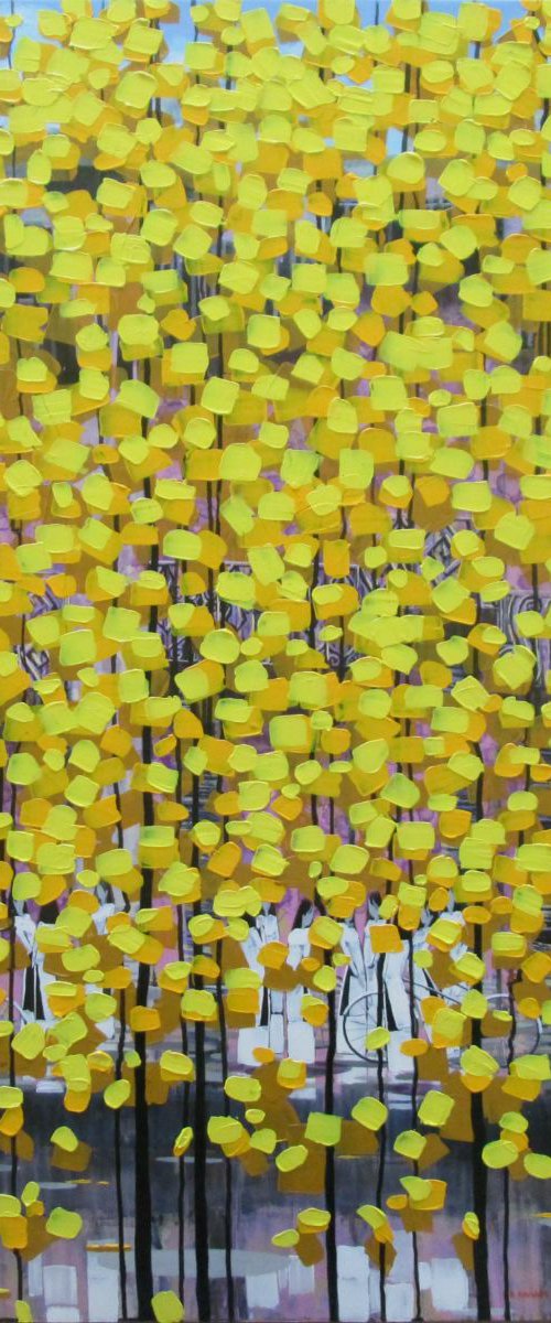 Rows of yellow trees #1 by Xuan Khanh Nguyen