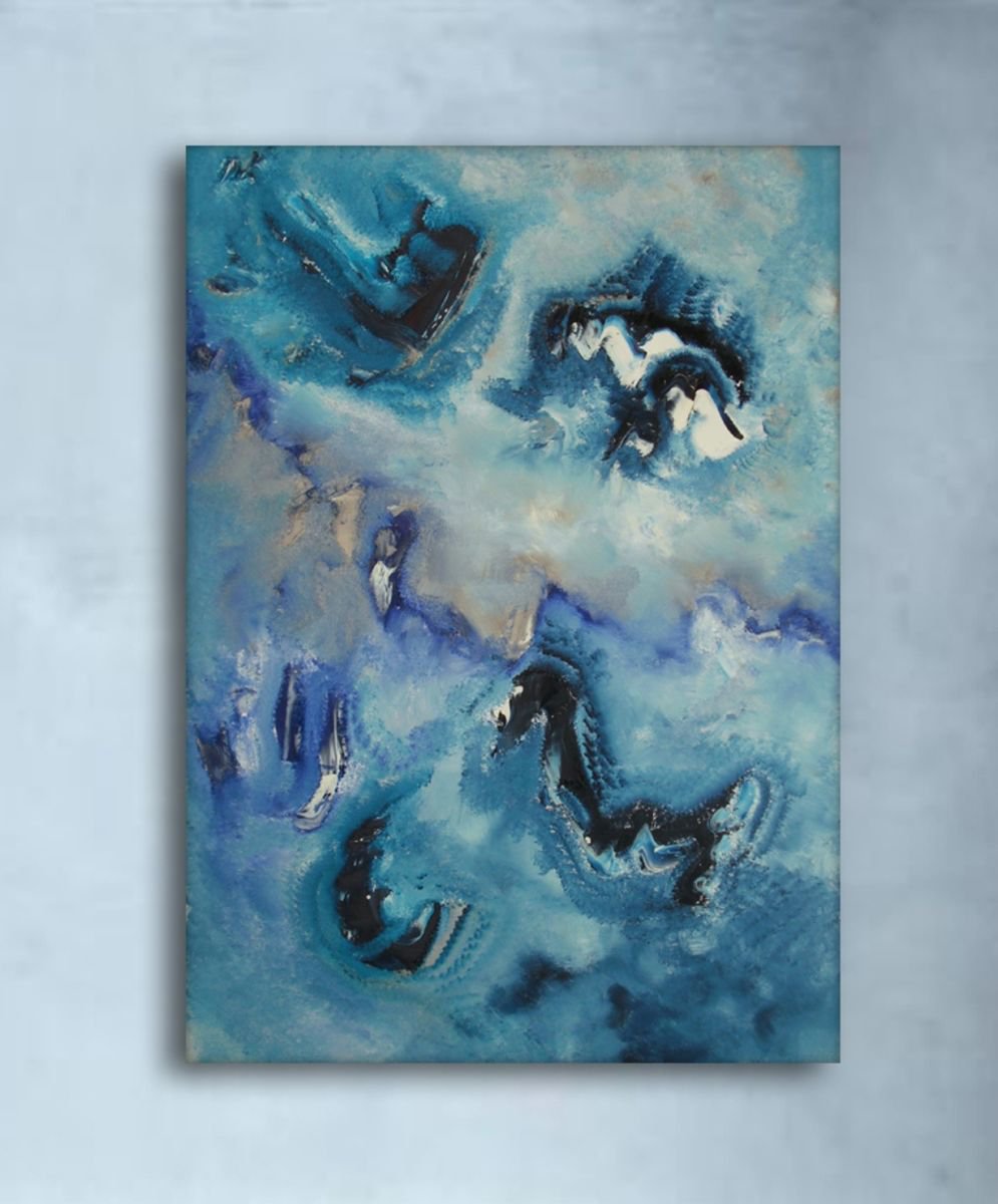 Organic Abstract Oil Painting By Davide De Palma, 20 X 28, Spatial Languages, Original Artwork