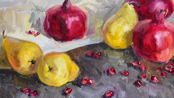 Pomegranates and pears