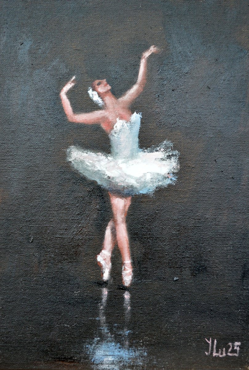 Expressive Portrait Oil Painting By Elena Lukina, 8 X 12, Swan, Original Artwork