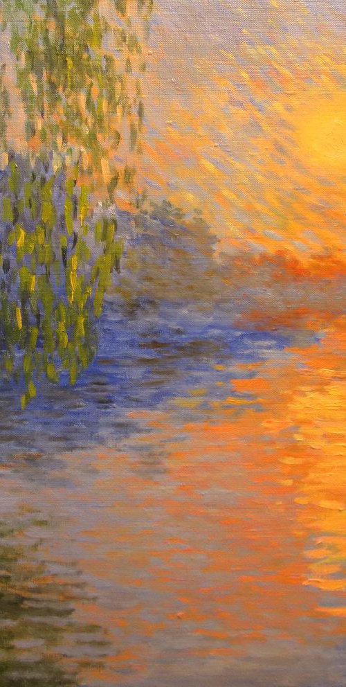 Sunset on the river 60х50 cm by Oleh Rak