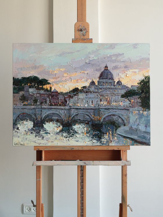 St. Angelo Bridge at Sunset, Rome