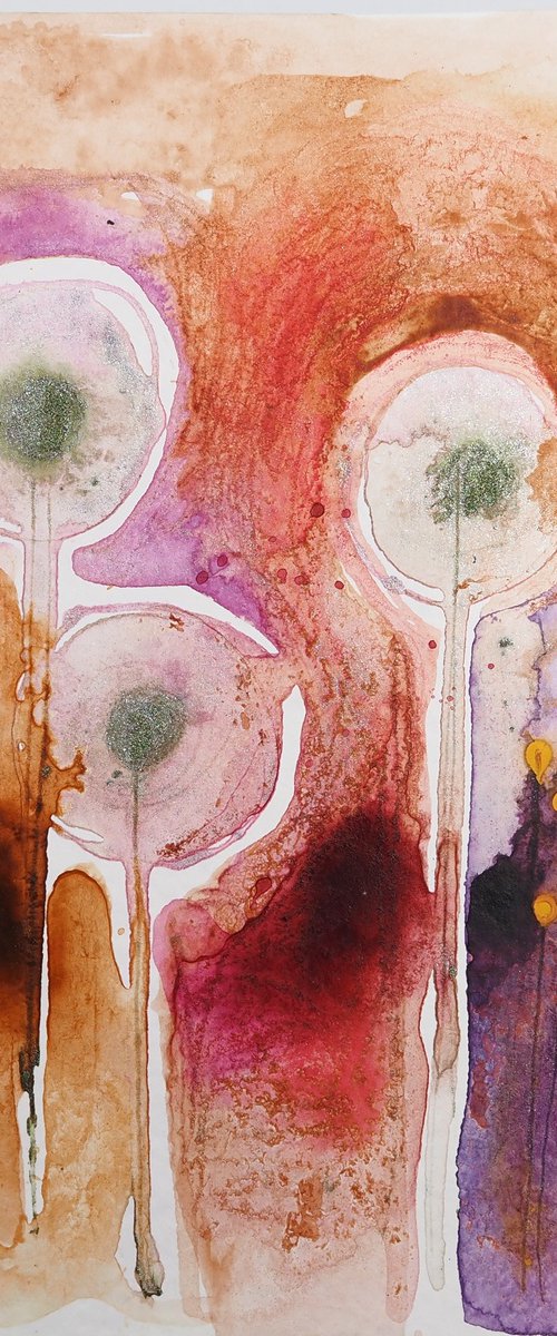 Flowers in August - abstract watercolor by Sara Rodighiero
