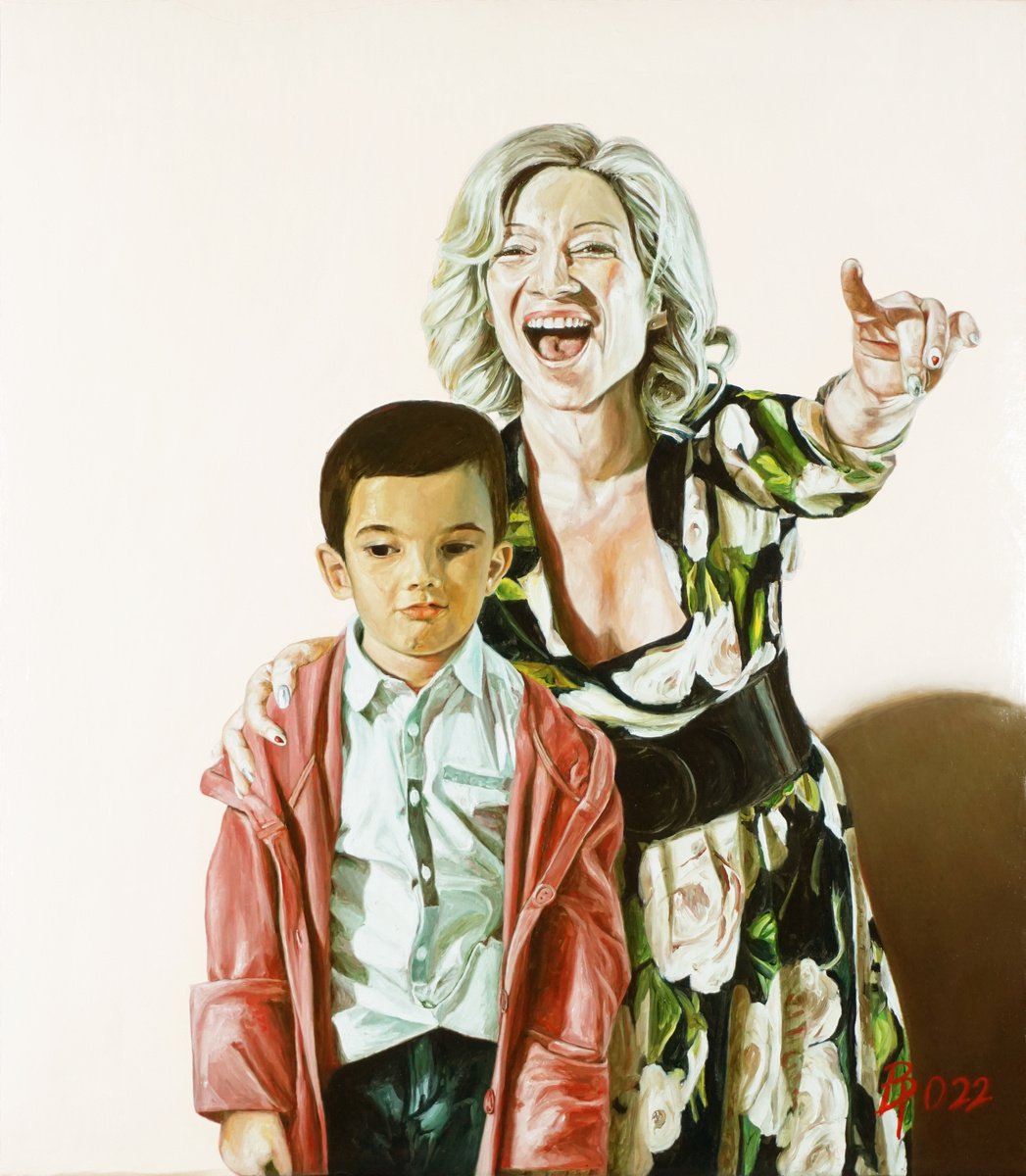 Expressive Portrait Oil Painting By Paolo Borile, 19 X 21", Smile!, Original Artwork