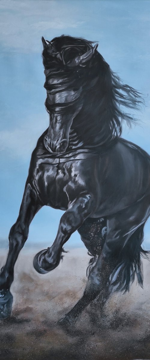 Black Stallion in Motion by Simona Tsvetkova