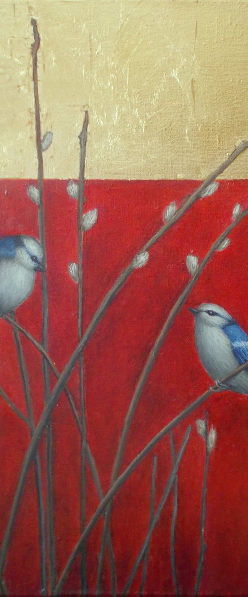 birds painting "Blue Tits" by Tatyana Mironova