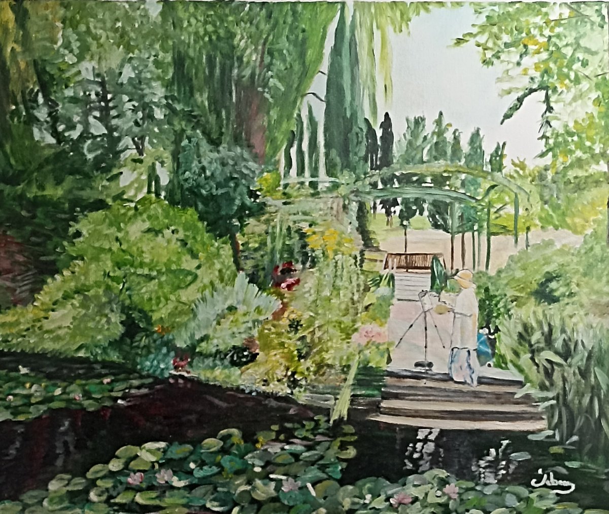 Impressionistic Botanical Oil Painting By Isabelle Lucas, 22 X 18, In The Garden, Original Artwork