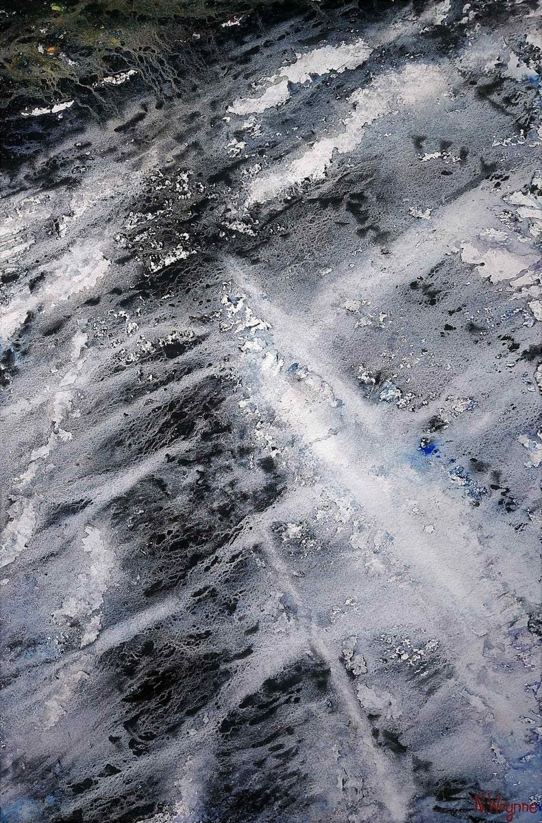 Expressive Abstract Watercolour By Neil Wrynne, 15 X 22", The Dull Tide, Original Artwork