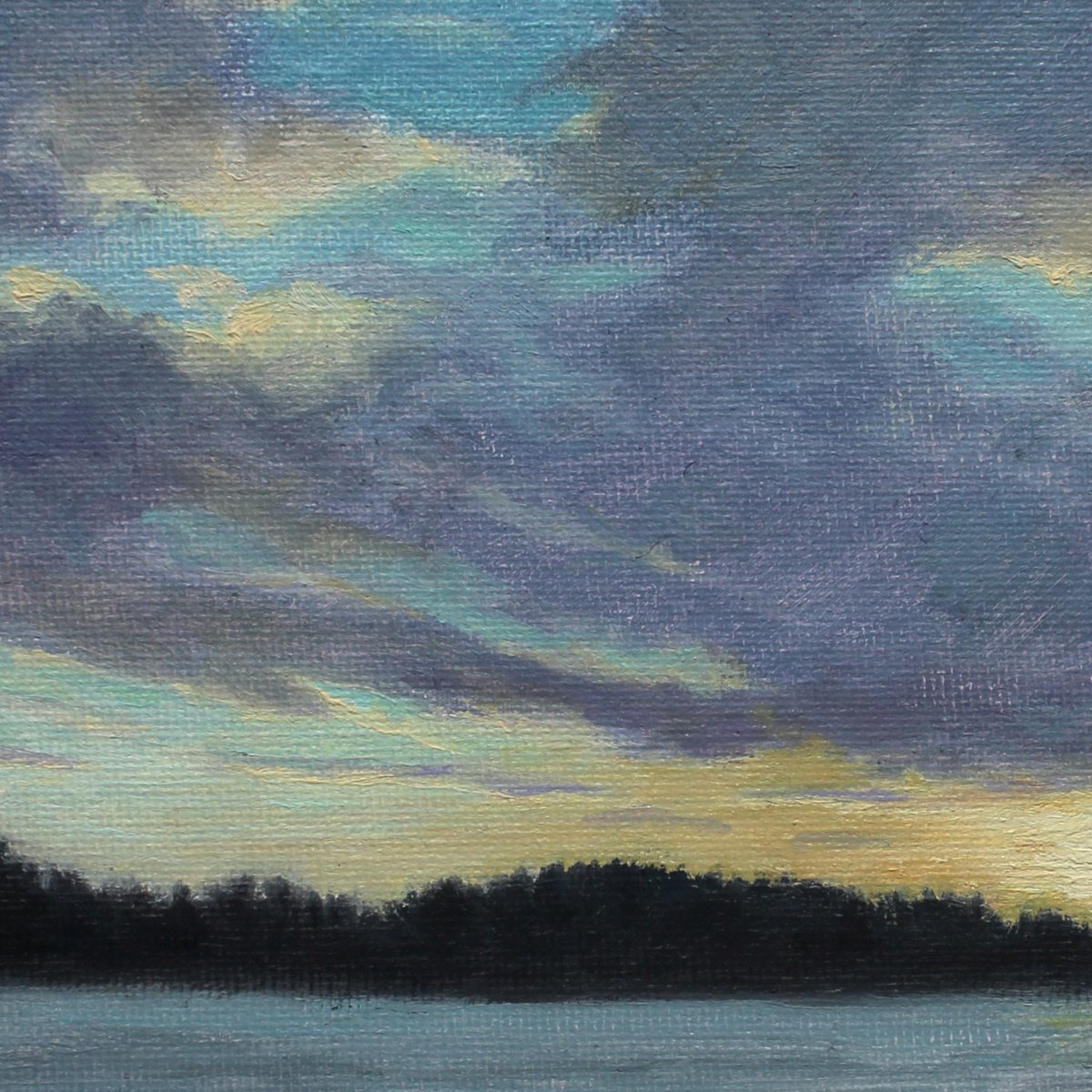 Expressive Landscape Oil Painting By John Fleck, 10 X 8, Winter Sunset, Wisconsin, Original Artwork