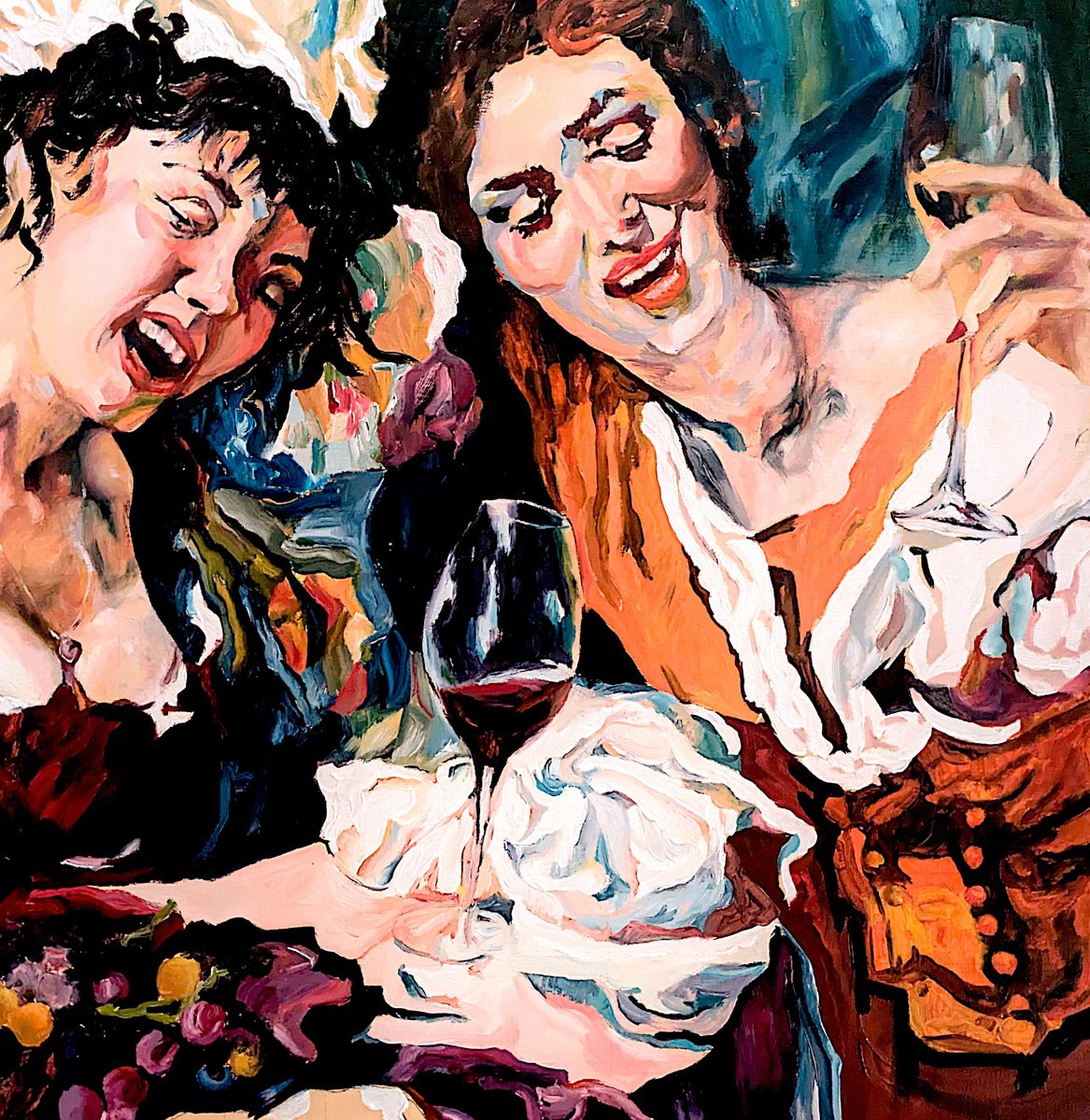 Expressive Oil Painting , A Toast To Life By Felix Rubio, 35 X 24, Artwork For Sale On Artfinder