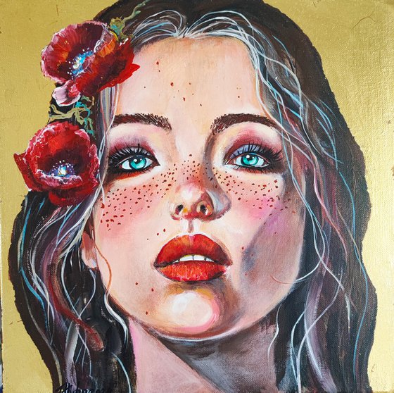 Girl with poppies.