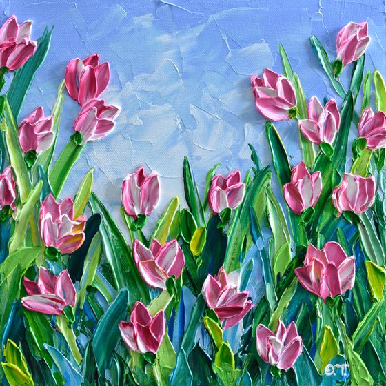 Tulips Garden - Impasto Flowers