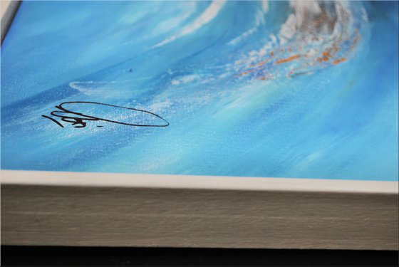 Inside the Wave  - Abstract Art - Acrylic Painting - Canvas Art - Framed Painting - Abstract Golden Sea Painting - Ready to Hang