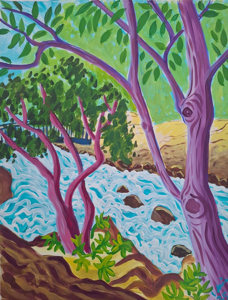 Impressionistic Landscape Acrylic Painting By Kirsty Wain, 20 X 26", Les Fonts D