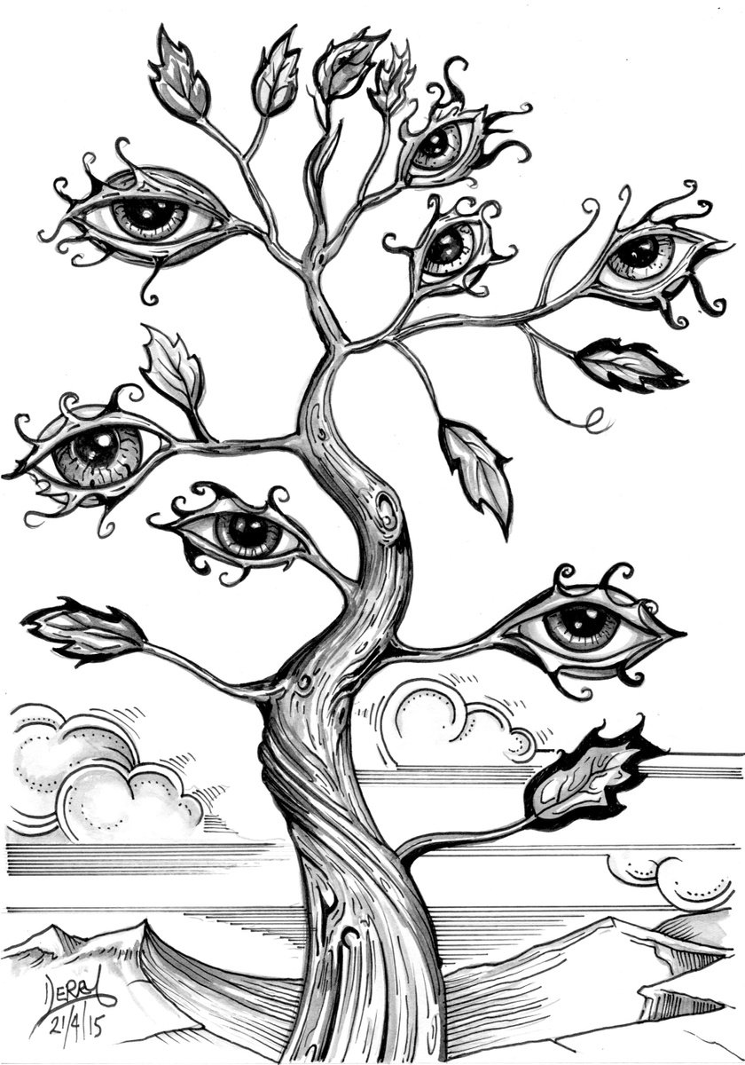 Seven Eye Tree (Version Three) - Surreal Art by Spencer Derry ART