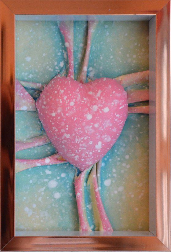 Lovers Heart 5 - Original Framed Sculpture Painting Perfect for Valentine Day Gift