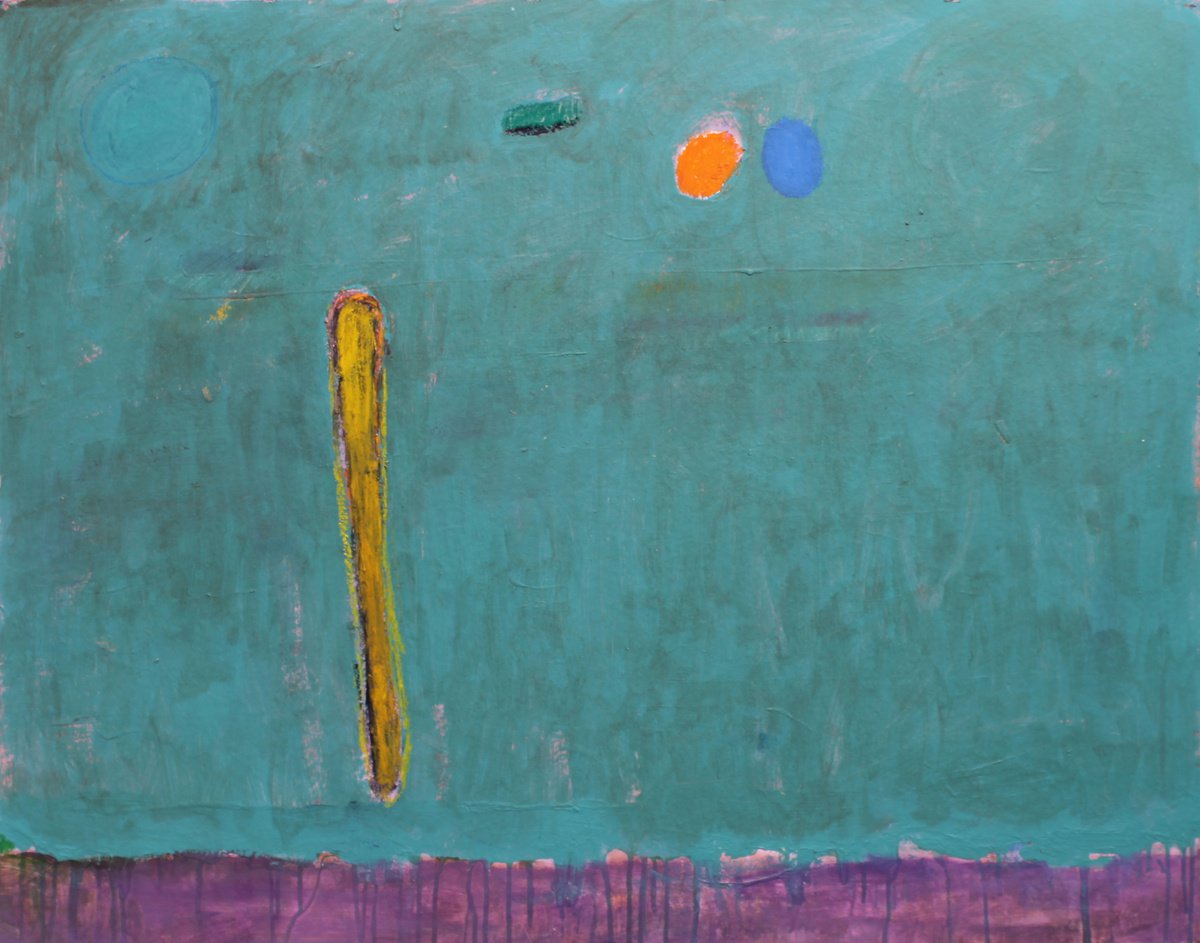 Geometric Abstract Oil Painting By Sergiy Dekalyuk, 39 X 31", Composition On Green ?1 Bridge Across The Yellow River, Artfinder