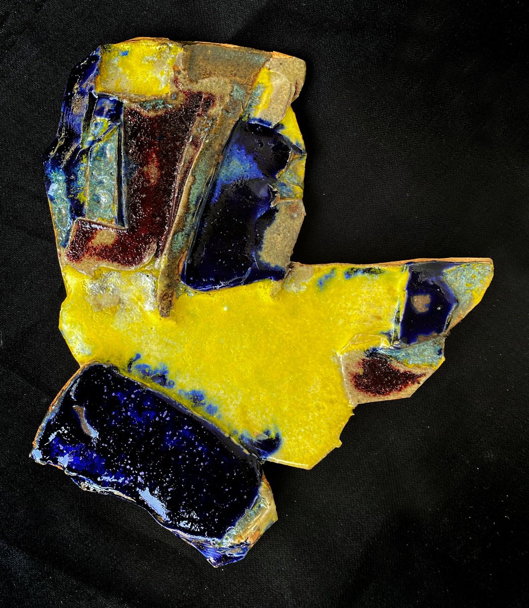 Organic Abstract Clay Sculpture By Abhishek Kumar, 10 X 8, Yellow Owl, Original Artwork