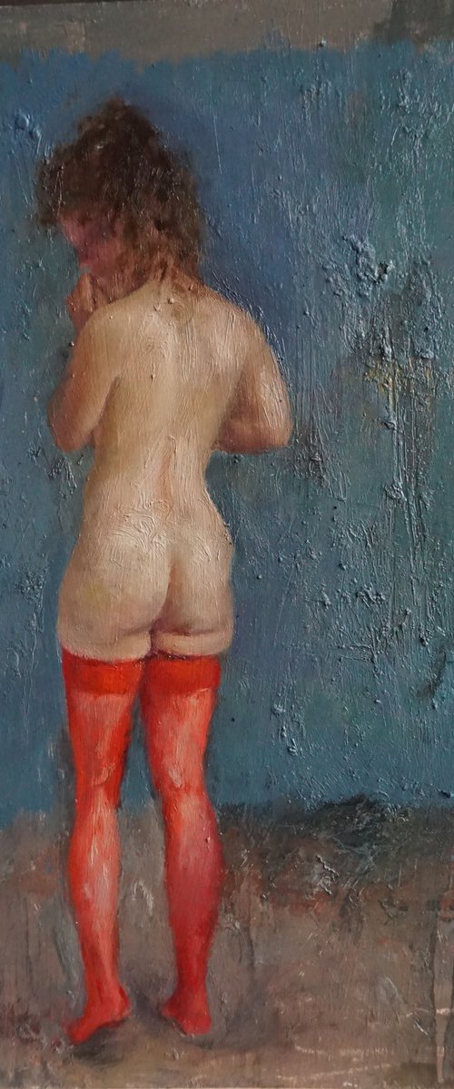Little doubt in red stockings by Manuel Leonardi