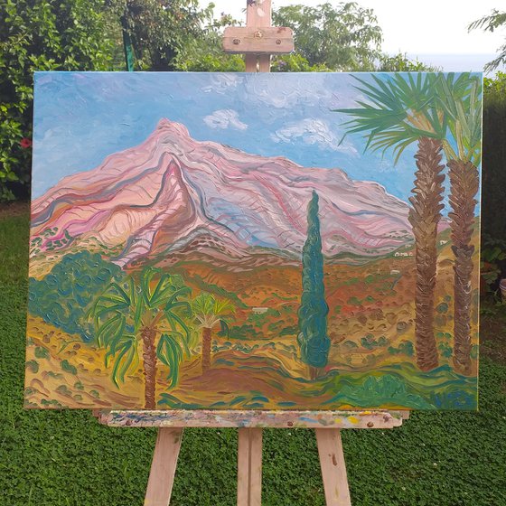 La Concha view with palm trees