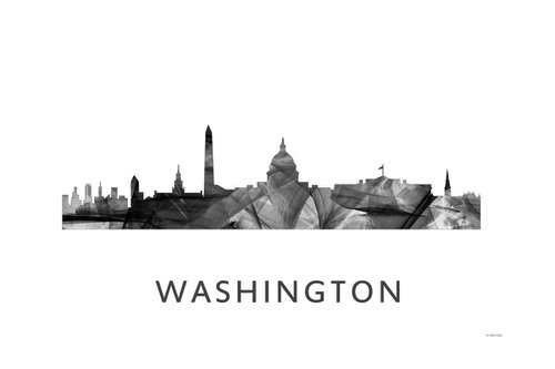 Washington DC Skyline WB BW by Marlene Watson