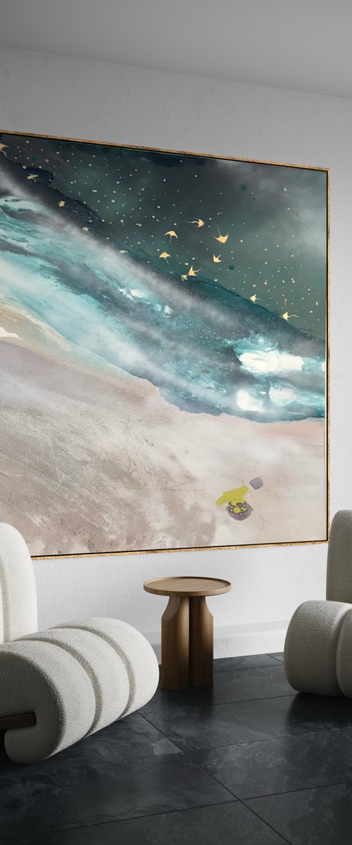 Serene shoreline sand blush  n green by Marie Antuanelle