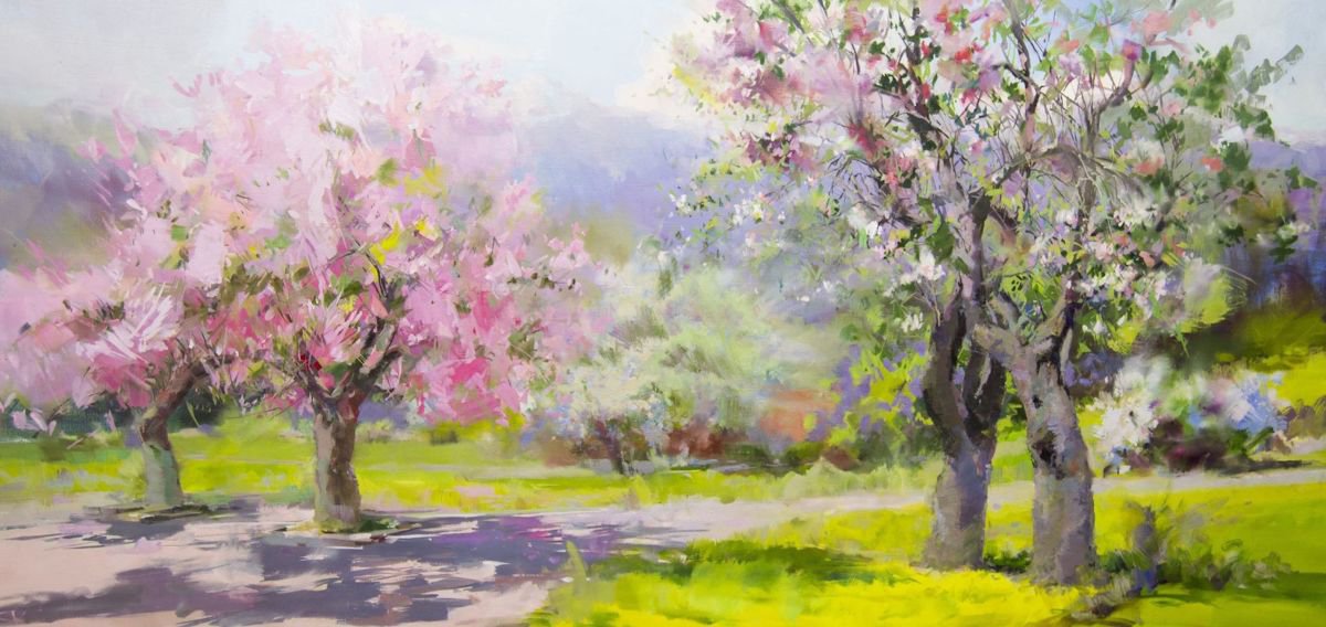 Oversized Landscape Painting - Spring Garden by Yuri Pysar