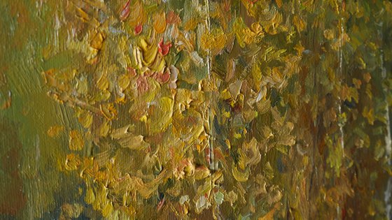 Golden Autumn - sunny autumn landscape painting