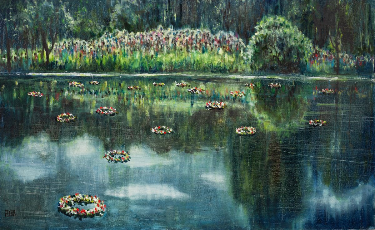 Impressionistic Landscape Oil Painting By Liudmila Pisliakova, 32 X 20", Midsummer, Original Artwork
