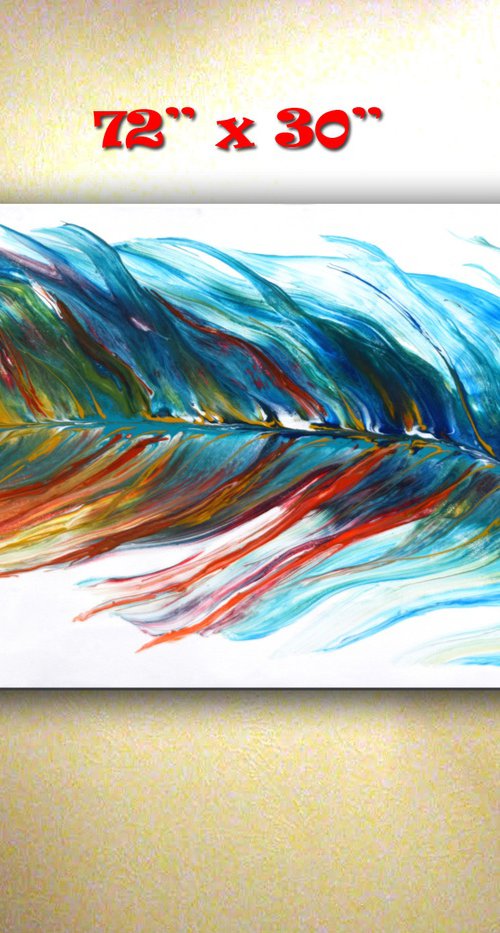 Magic Feather 2- Large Painting 72" x 30" by Nataliya Stupak