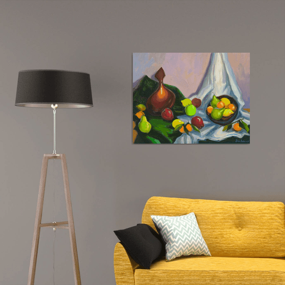 Still life with fruits and pears