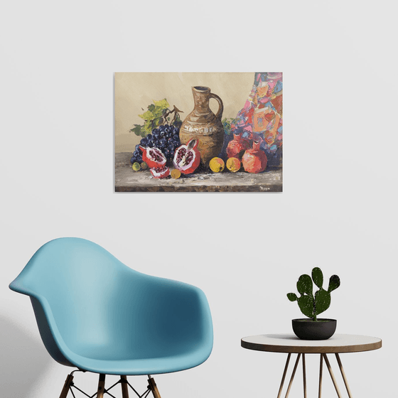 Clay Jug and Autumn Fruits