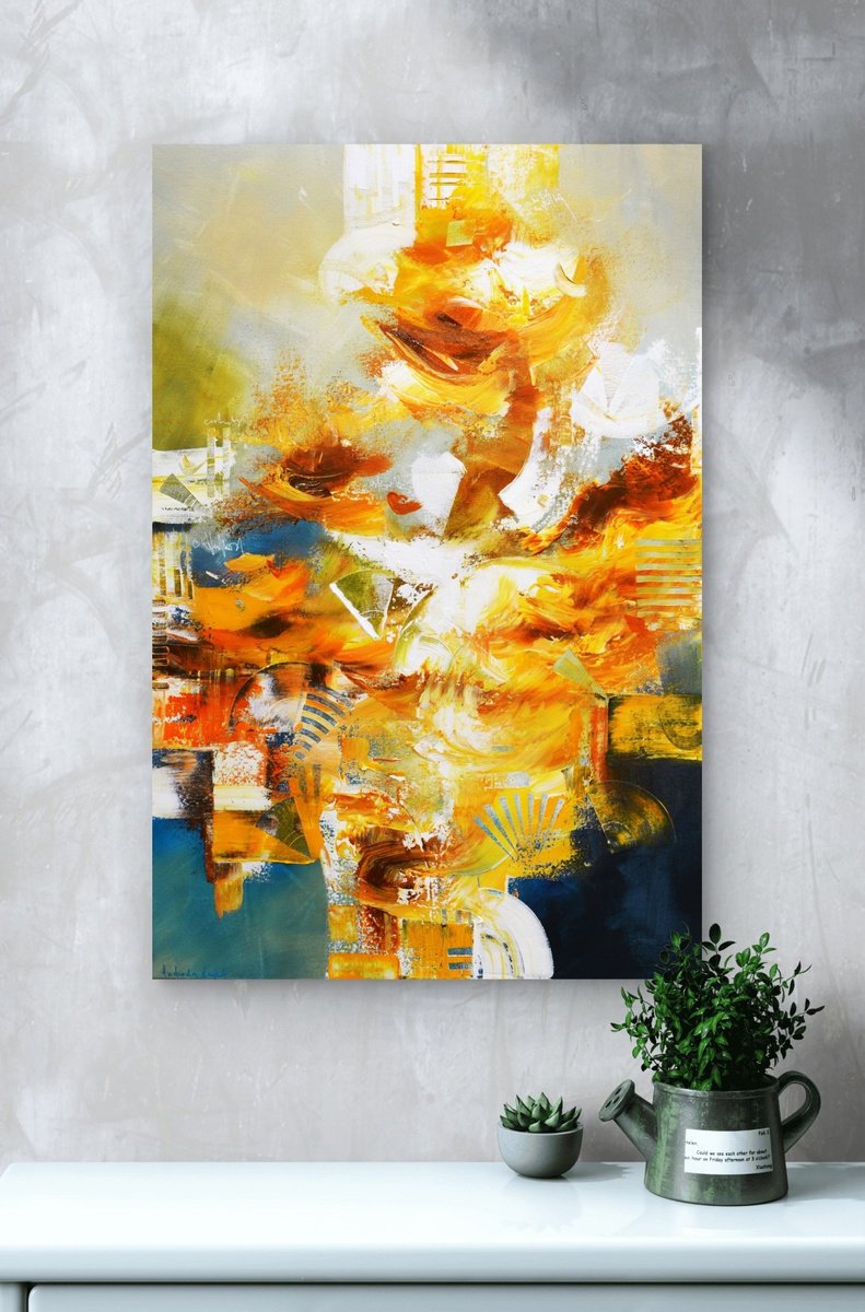 Abstract Acrylic Painting By Andrada Anghel, 24 X 36, Geometric Fantasy, Original Artwork