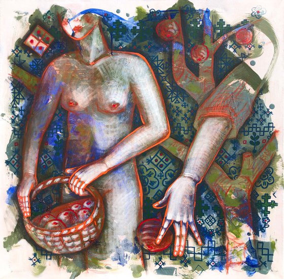 «In the apple orchard» contemporary painting
