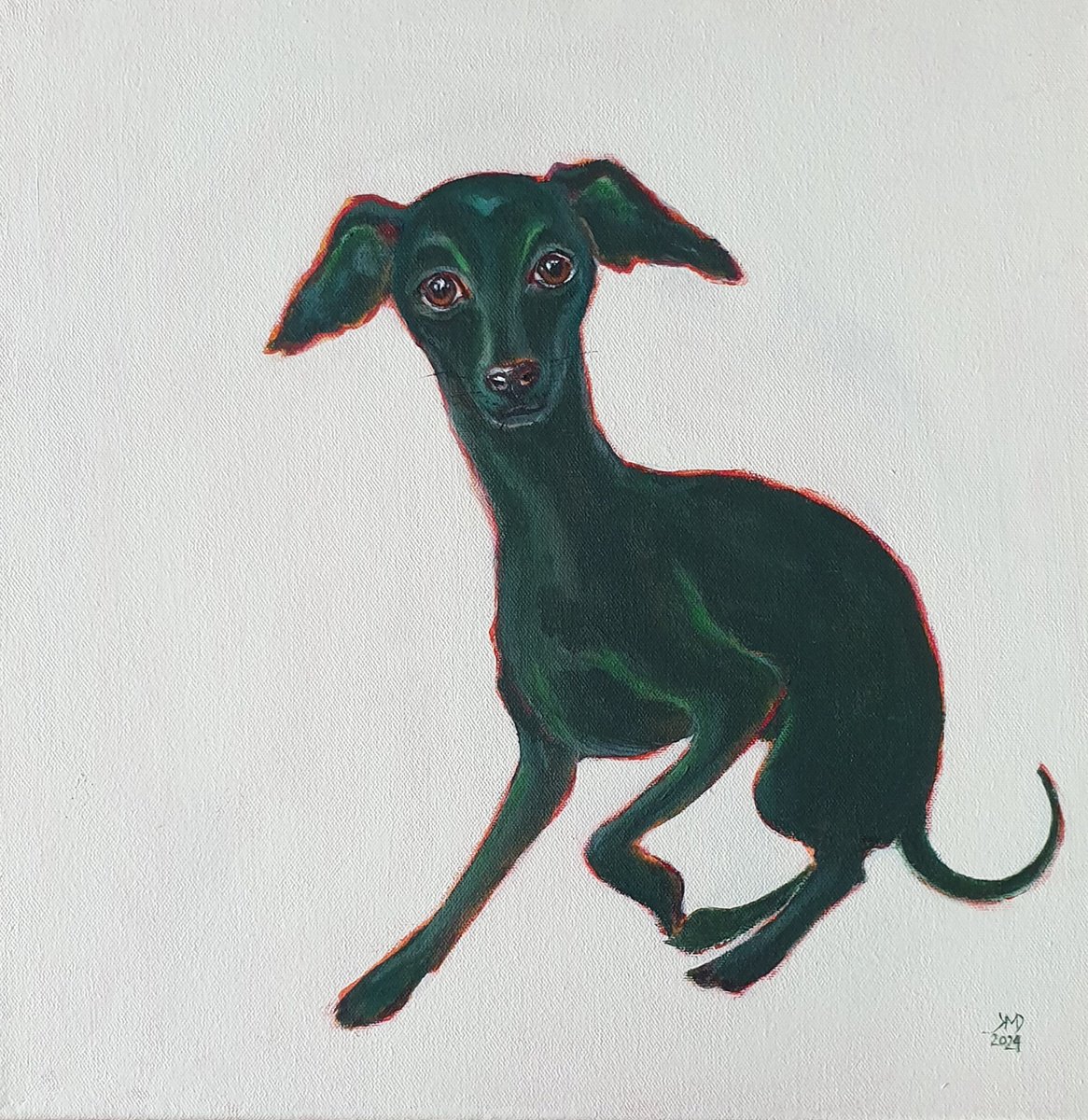 Expressive Animal Acrylic Painting By Ksenia June, 16 X 16", Will You Find Me, Original Artwork