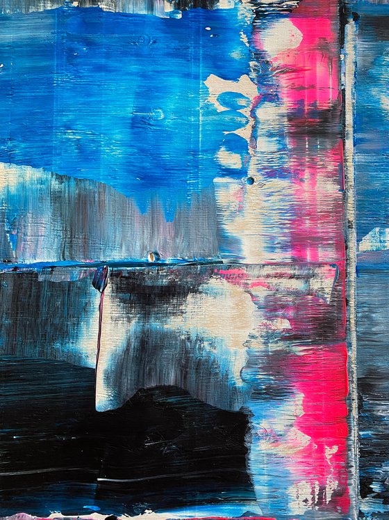 "To Trauma, With Love" - FREE USA SHIPPING - Original PMS Abstract Acrylic Painting On Reclaimed Wood - 48" x 20"