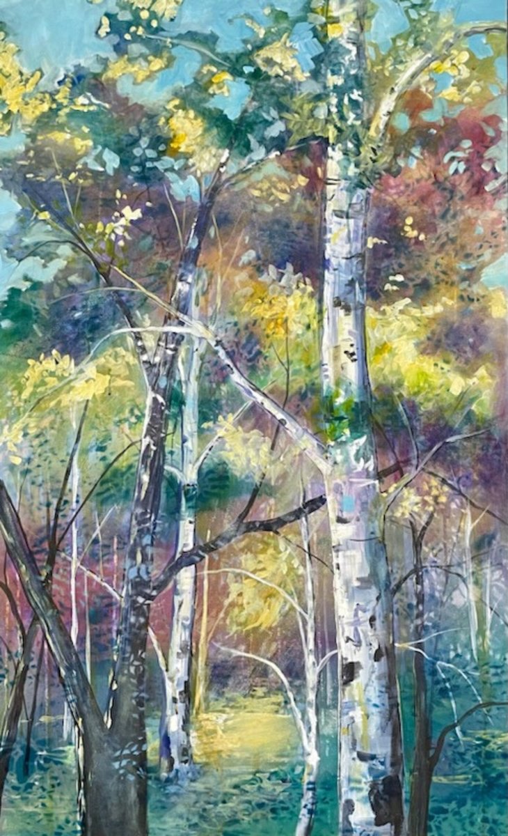 Impressionistic Botanical Painting By Eliry Arts, 30 X 48, Palette Of The Trees, Original Artwork