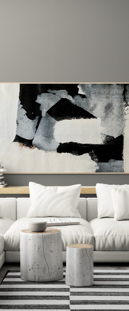 Abstraction No. 6421 black & white XXL minimalism by Anita Kaufmann
