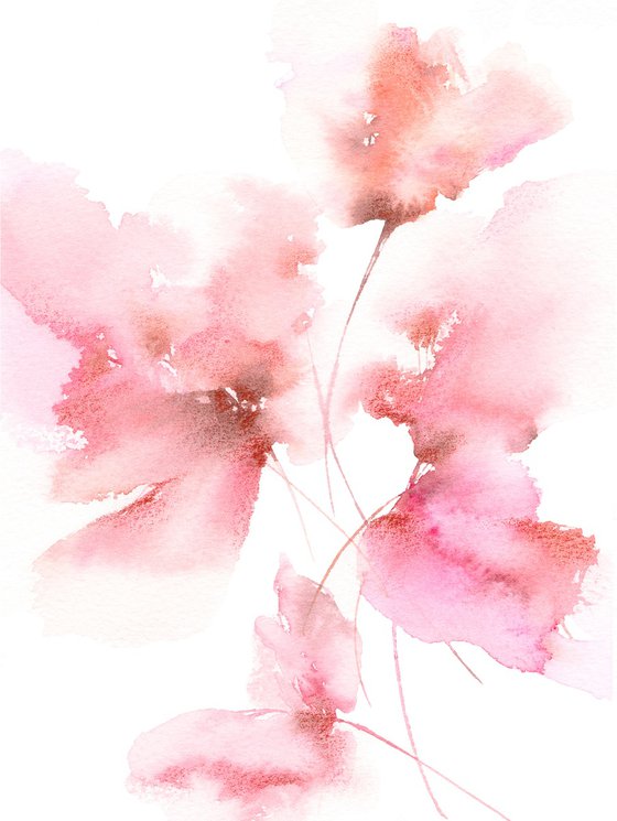 Pink flowers, diptych