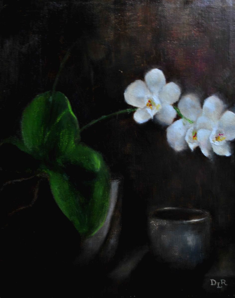 Photorealistic Botanical Oil Painting By Daniela Roughsedge, 9 X 12, Dance In The Twilight, Original Artwork