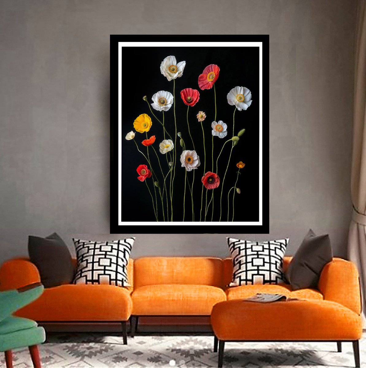 Photorealistic Botanical Photograph By Michael Filonow, 26 X 32", Poppies 27, Original Artwork