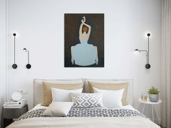 Before The Show - ballerina, ballet palette knife modern painting ready to hang; home, office decor, gift ideas