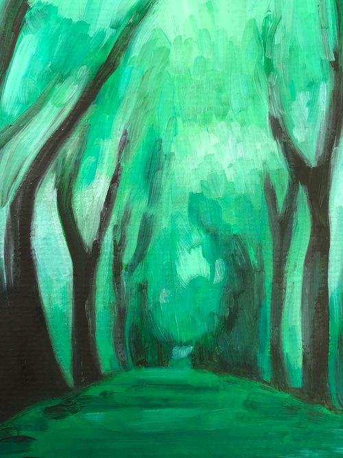 Forest - Oil painting on paper by Kitty  Cooper