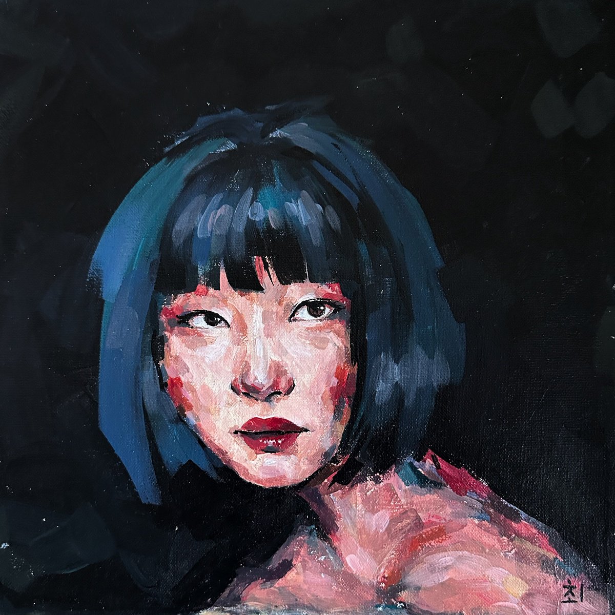 Korean girl acrylic Acrylic painting by Marina Ogai | Artfinder