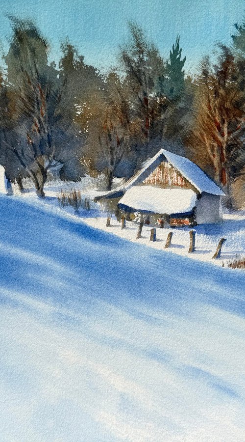 Winter in the village by Egle Lipeikaite