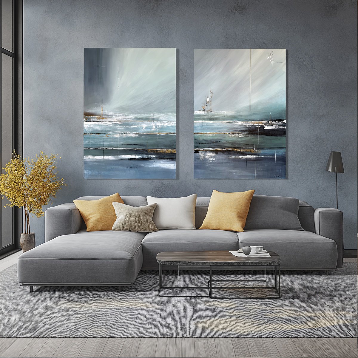 Organic Landscape Acrylic Painting By Tatiana Malinovscaia, 67 X 47", Silent Surf, Original Artwork