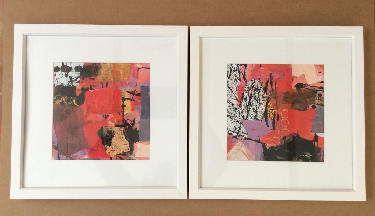 Abstract Collage By Linda Coppens, 20 X 10", Yoghurt 5_6_Duo, Original Artwork